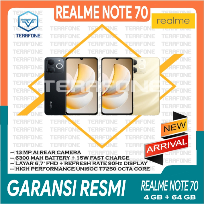 REALME NOTE 70 RAM (4/64 GB) (4/128 GB) GARANSI RESMI TERMURAH