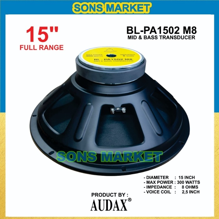SPEAKER BELL BL-PA1502 M8 FULL RANGE 300 WATT PA 1502 BL PA1502 15in MIDD BASS ORIGINAL PRODUCT BY A