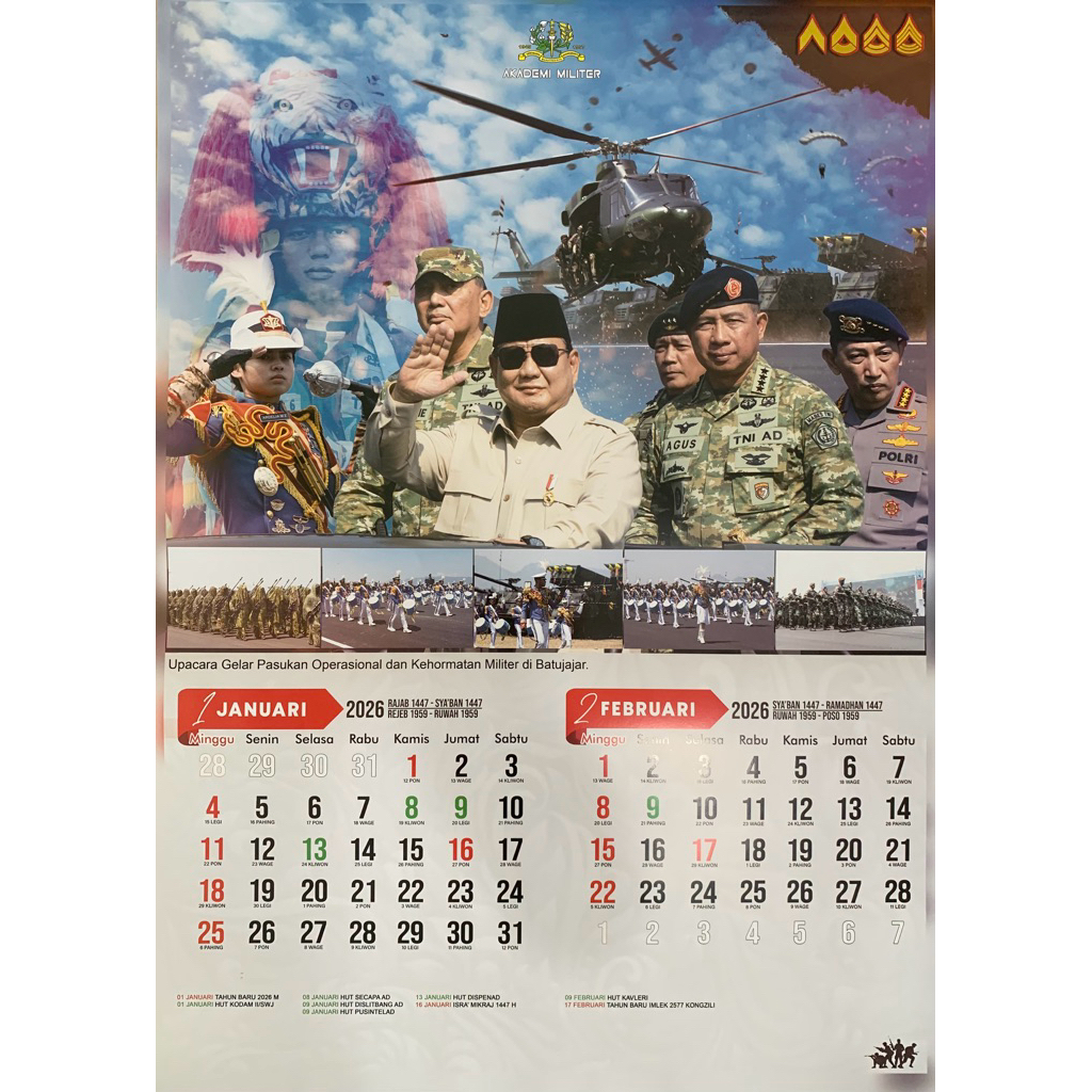 Evrydaygift Kalender Akmil 2026 Kalender Dinding Akademi Militer Tni Ad Al Au Kalender Tahun