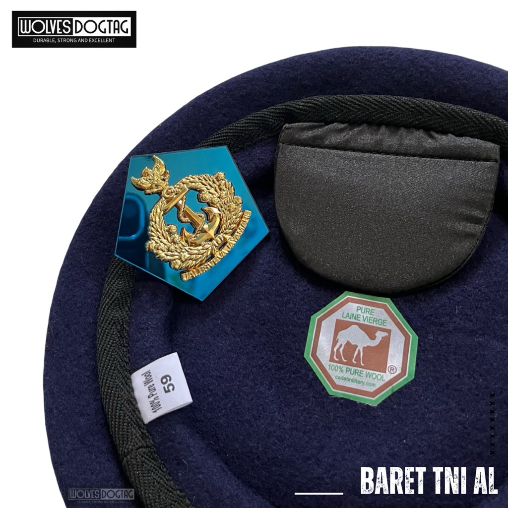 Baret TNI AL / baret angkatan laut / baret camel / topi TNI AL / baret biru navy / baret wool premiu
