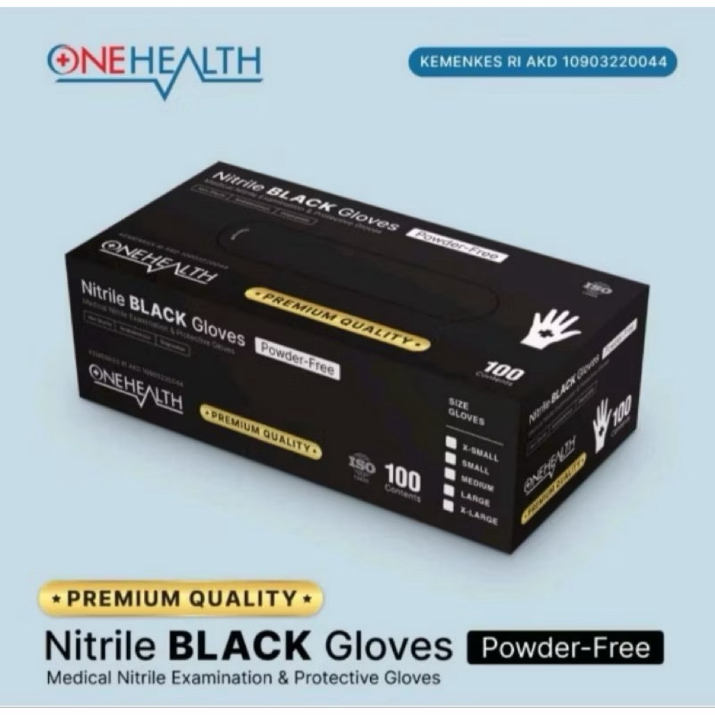 Handscoon Nitrile Black / Sarung Tangan Nitrile Hitam Onehealth