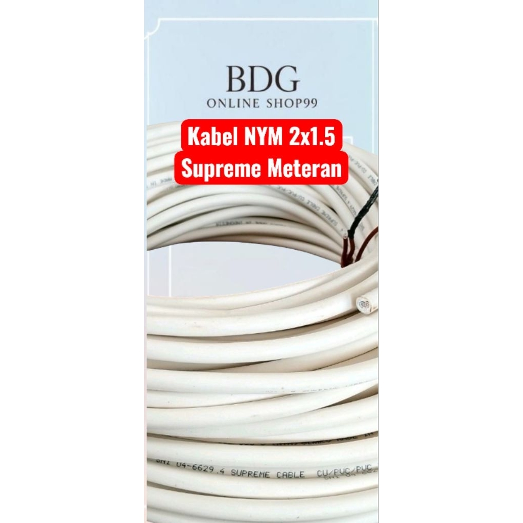 Kabel NYM 2x1.5 Supreme Meteran Kabel Supreme NYM 2x1.5 Kabel Tunggal Supreme 2x1.5 Meteran