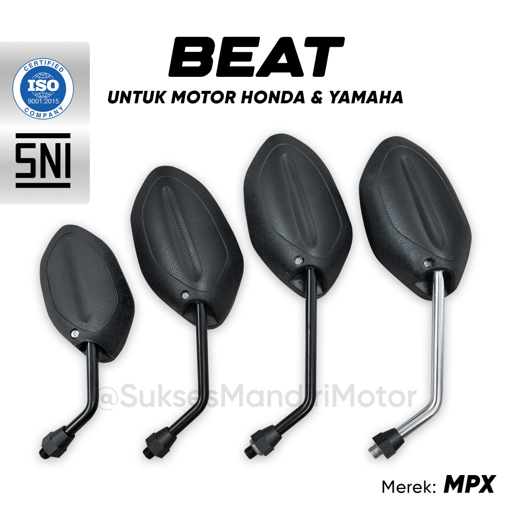 Spion Standar Motor Beat | Kaca Spion Universal Untuk Motor Honda & Yamaha | Original Merek MPX