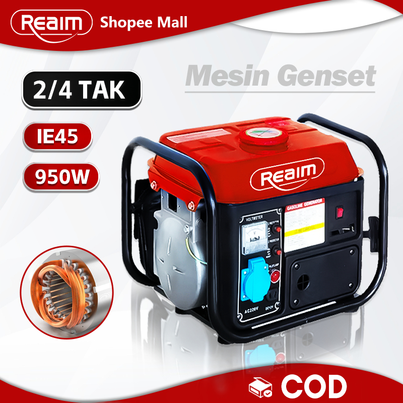 Reaim Mesin Genset 950Watt Power Pembangkit Listrik AVR 63CC Genset Portable Genset Mini Portable
