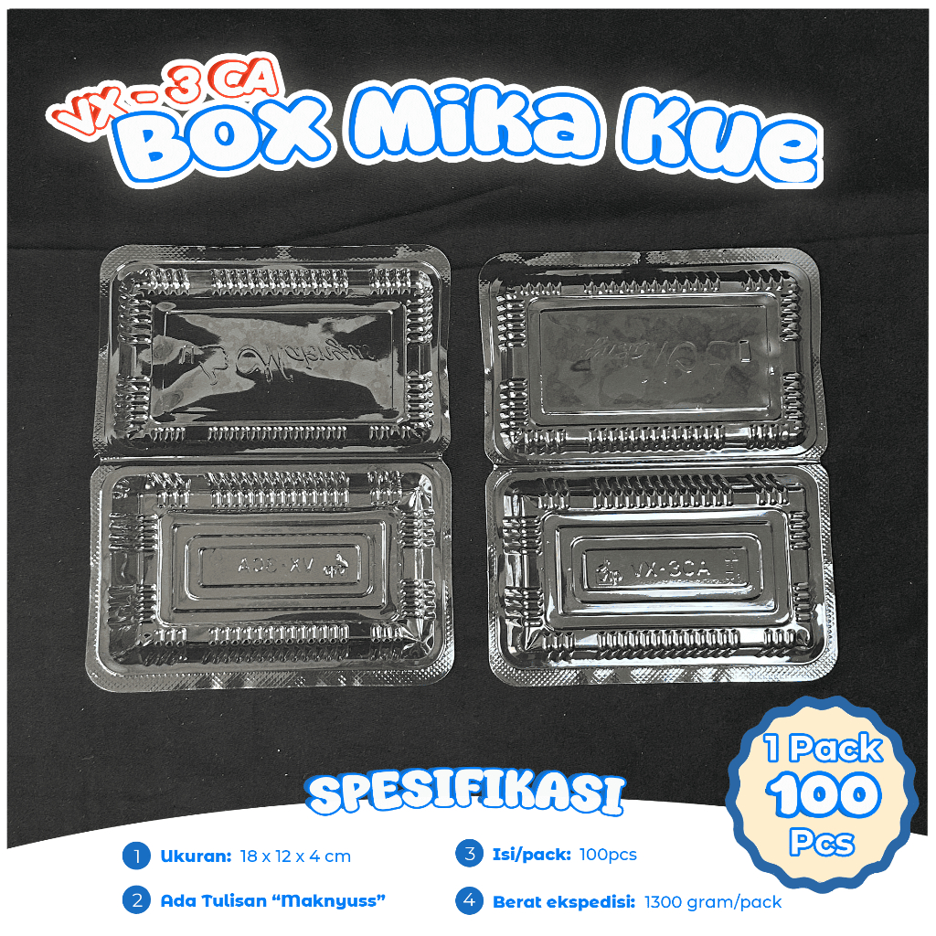 Mika Kue Plastik VIP Ukuran VX-3 CA Isi 100 Pcs / Mika Bolu / Mika Tebal
