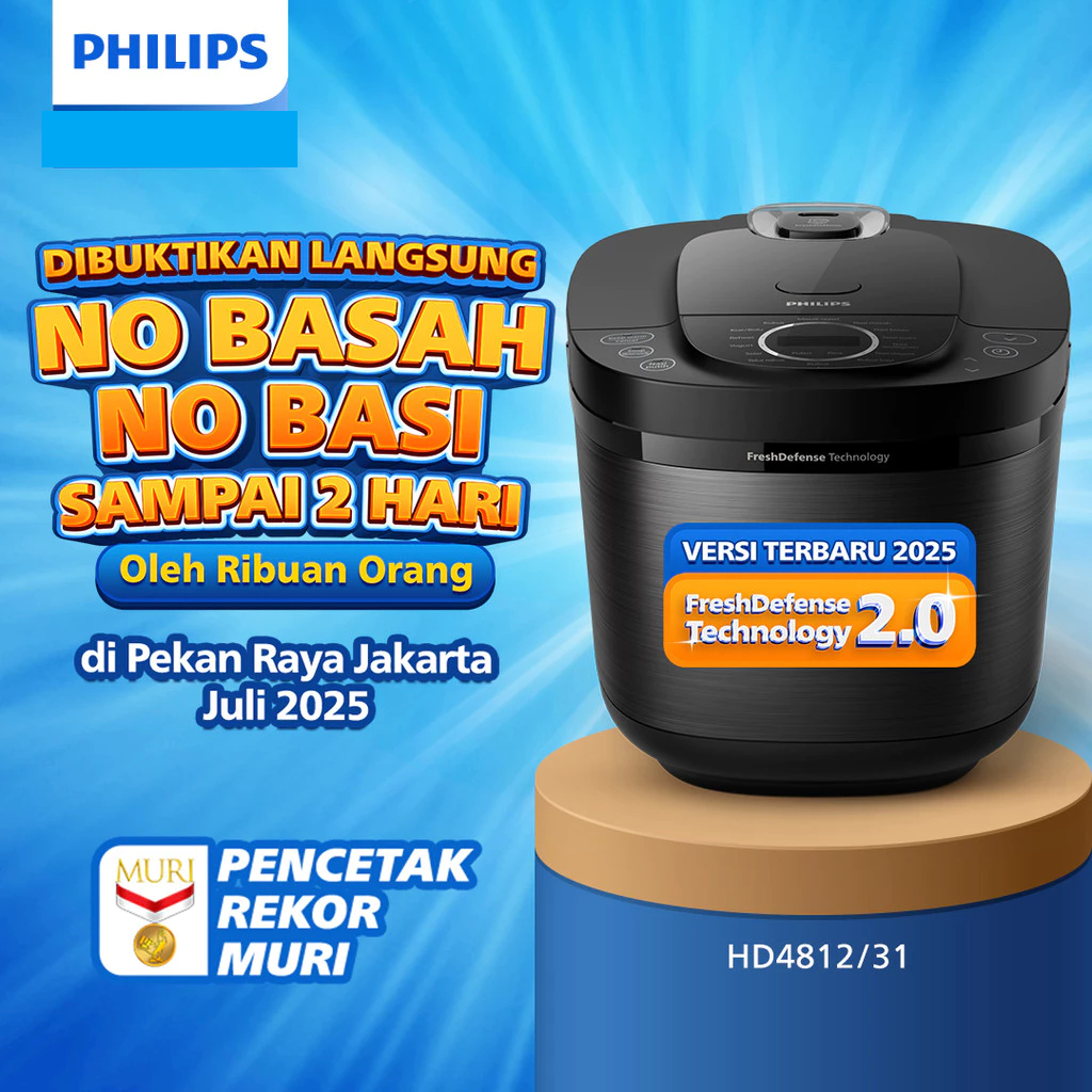 Philips Digital Rice Cooker Magicom 1.8 L 3000 Digital Series Premium HD4812/31 Hitam 18 Menu Masak