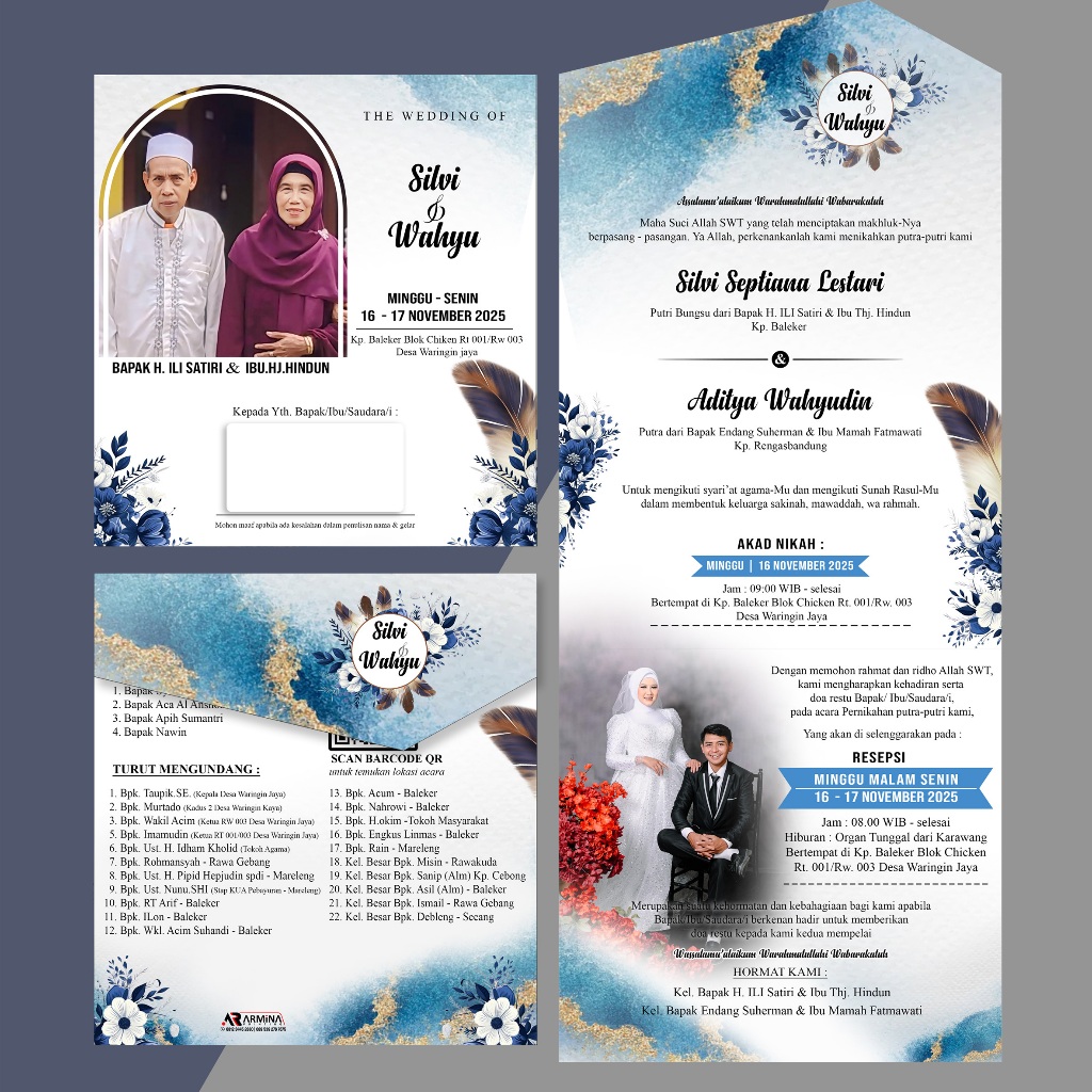 UNDANGAN PERNIKAHAN / KHITAN / ORANG TUA / NGUNDUH MANTU / NIKAH SEMI AMPLOP FOTO FULL WARNA