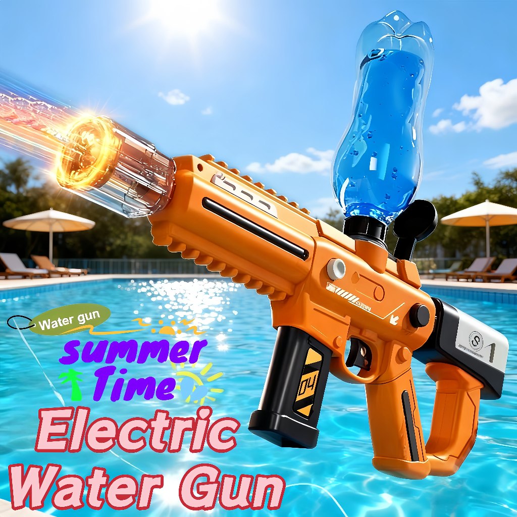 Electric water gun children's toy automatic continuous water gun toy with lights large capacity long