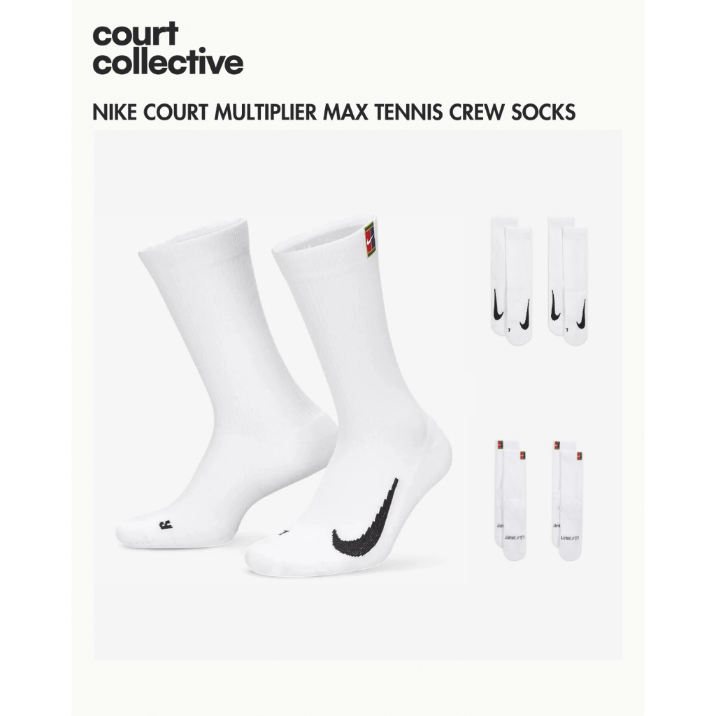 Kaos Kaki Tennis Nike / Nike Court Multiplier Tennis Socks (2 Pairs) - Crew White / Putih