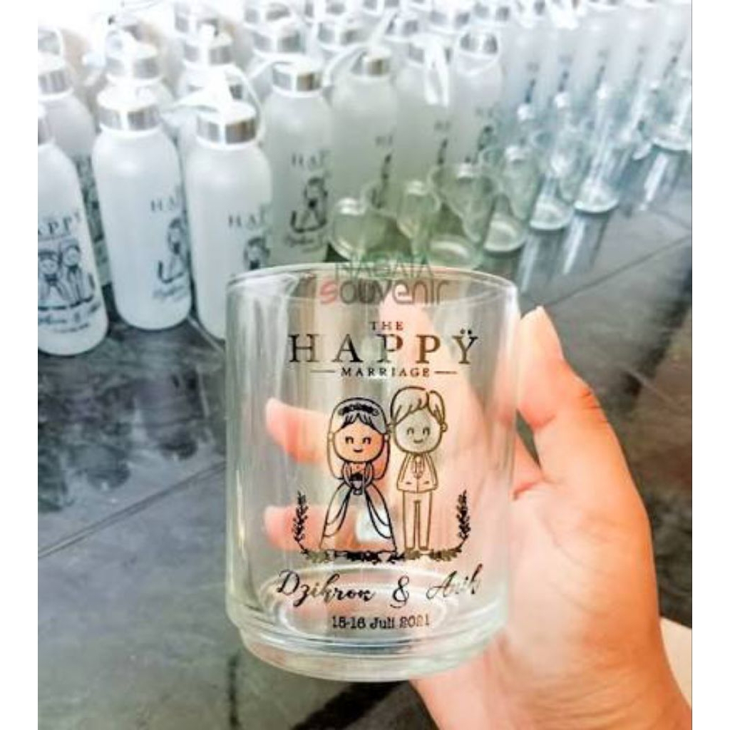 cetak gelas / custom nama / SouvenirGelas