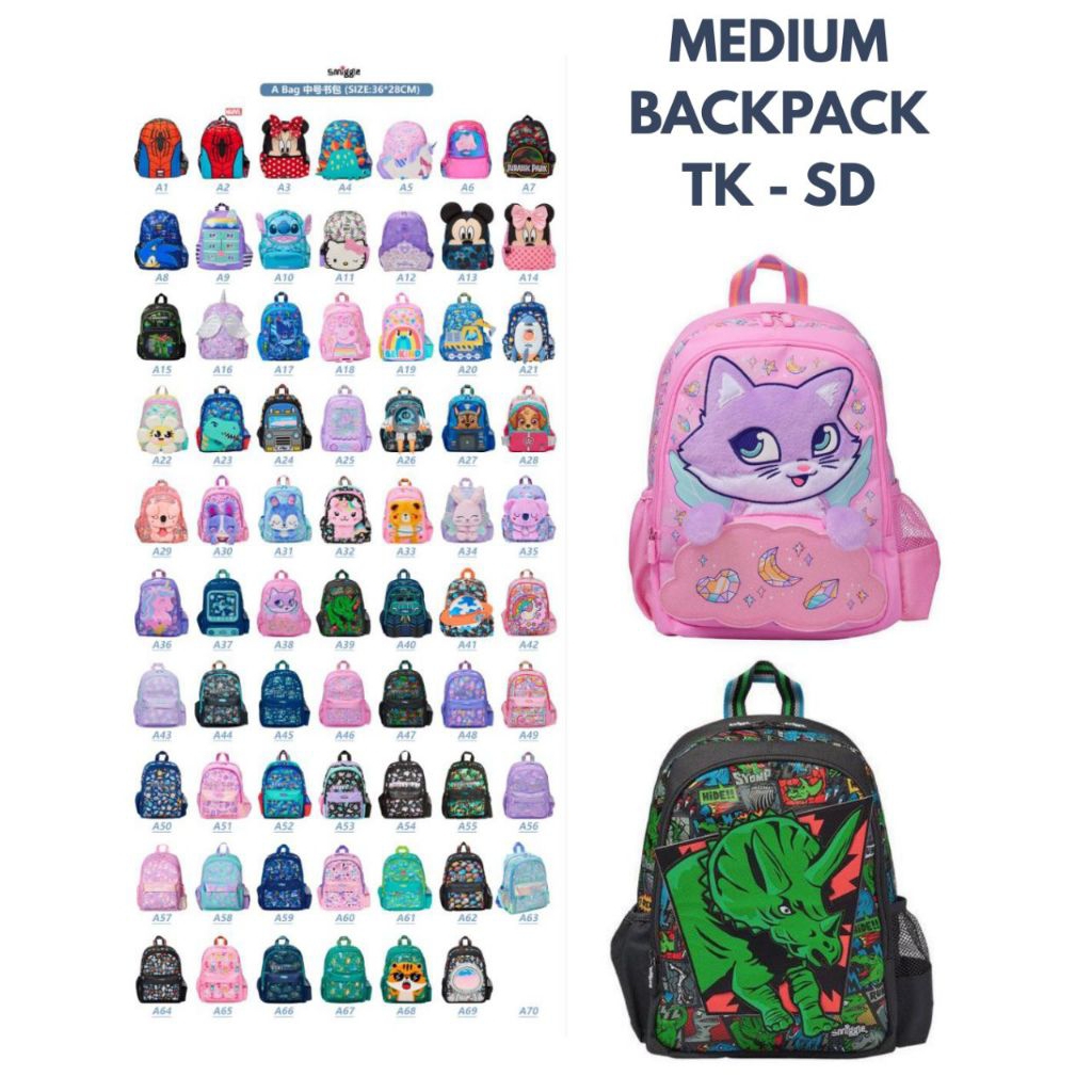 [ BACKPACK MEDIUM ] By Smigel ransel anak  karakter backpack junior anak perempuan  backpack junior 