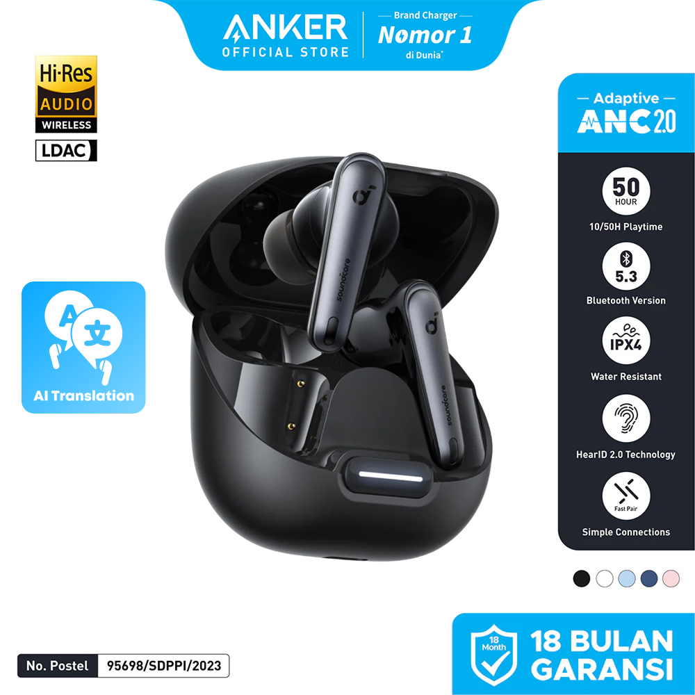 Soundcore by Anker Liberty 4 NC Earbuds Bluetooth 5.3 ANC Hi-Res Sound Earphones Wireless Charging T
