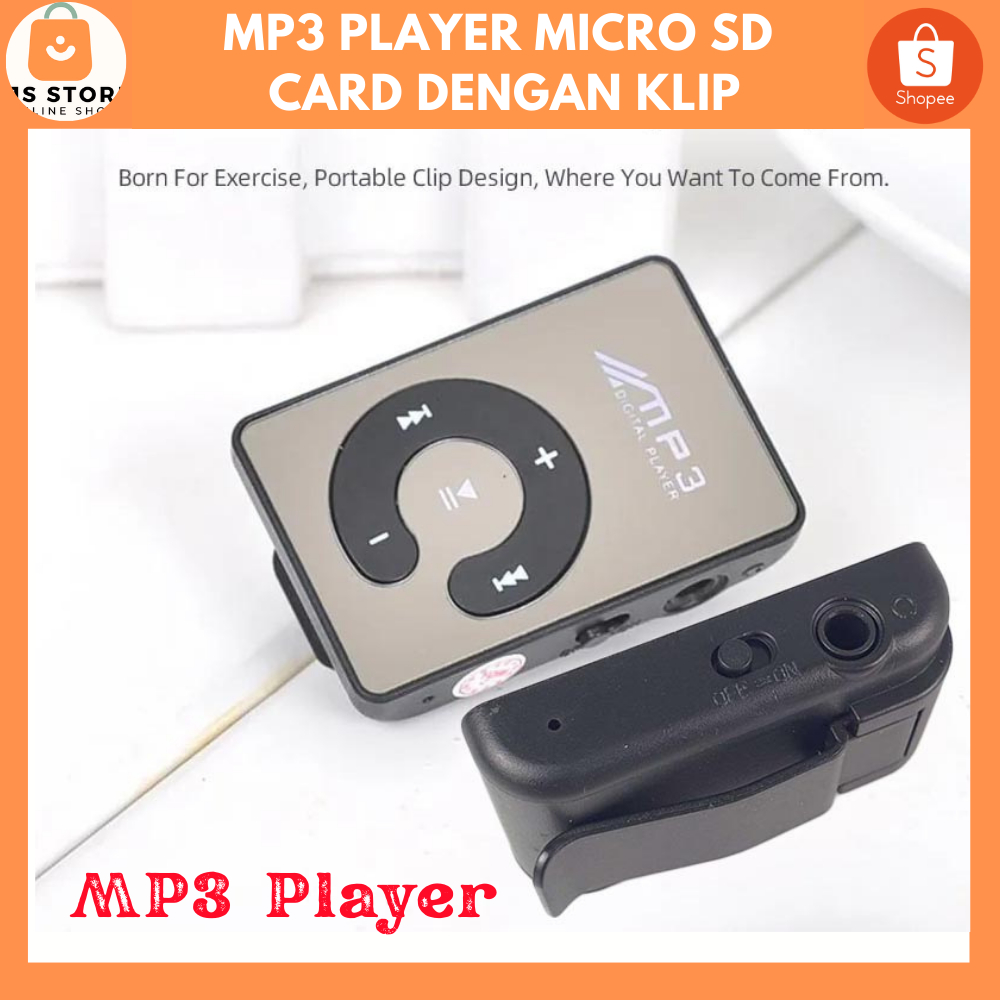 MP3 Mini Player Micro SD Card dengan Klip / MP3 Mini Palayer Musik / Mp3 Player