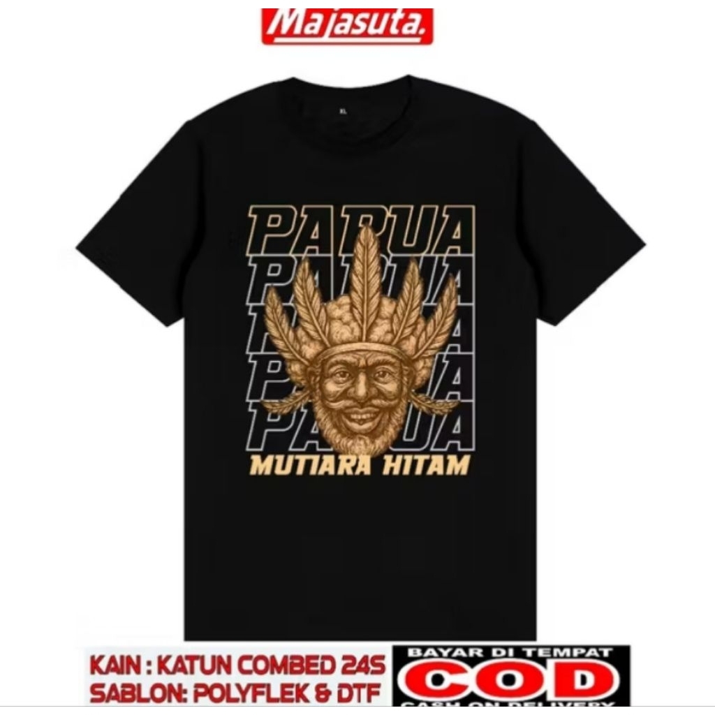 Kaos T-shirt Papua Mutiara Hitam Kaos Distro Unisex