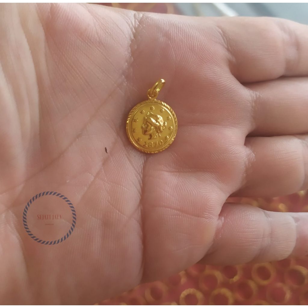 Liontin koin wilhelmina variasi emas kadar 375