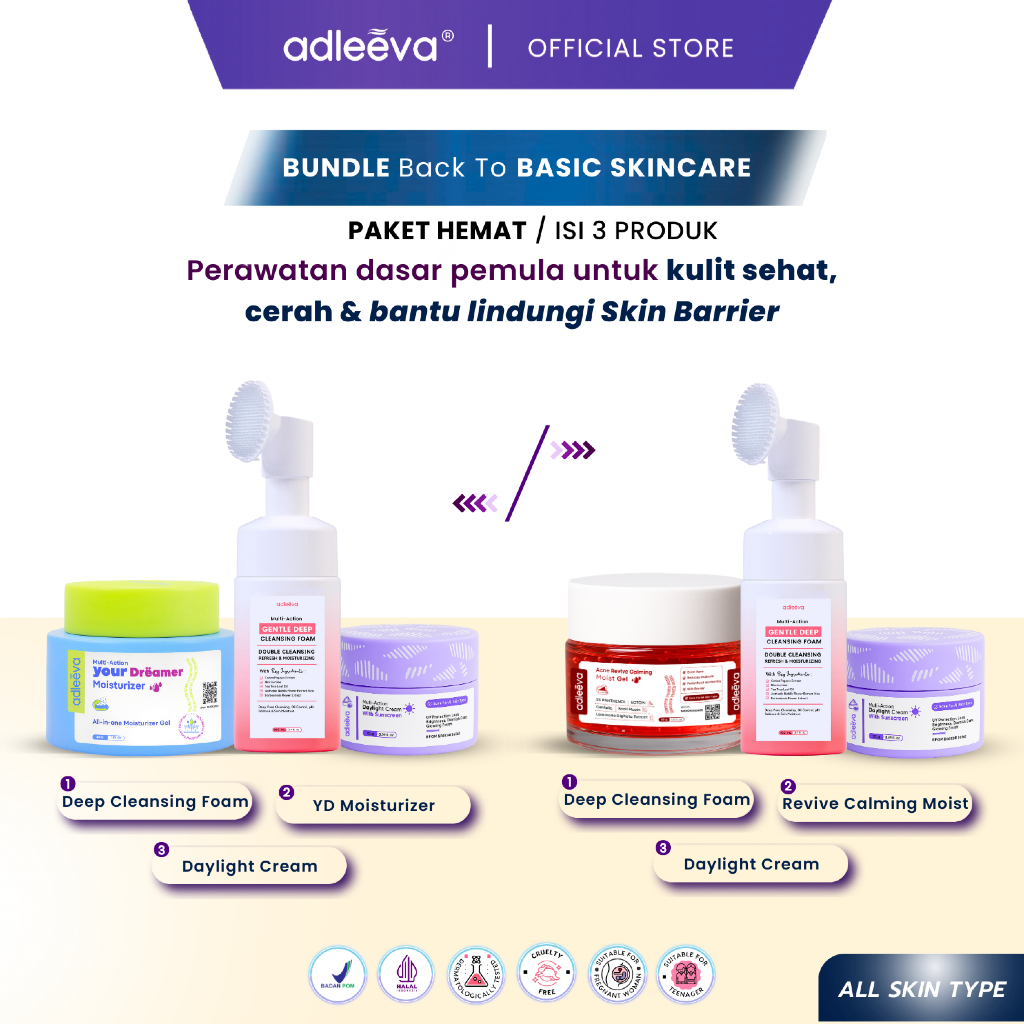 ADLEEVA - BUNDLE Basic Skincare Kit (Isi 3 produk)