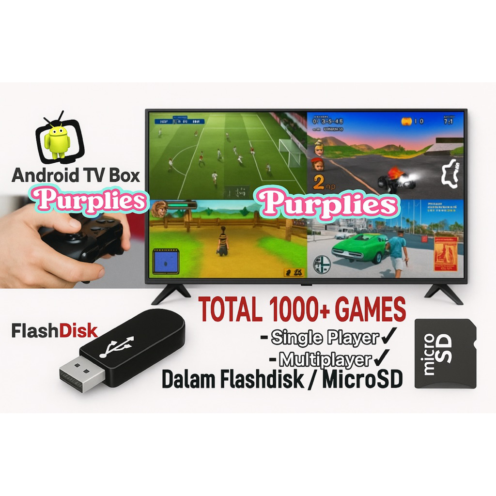 Paket Gaming Buat Smart TV & Android TV BOX STB Full Games Siap Main Bisa Request (Flashdisk / Micro