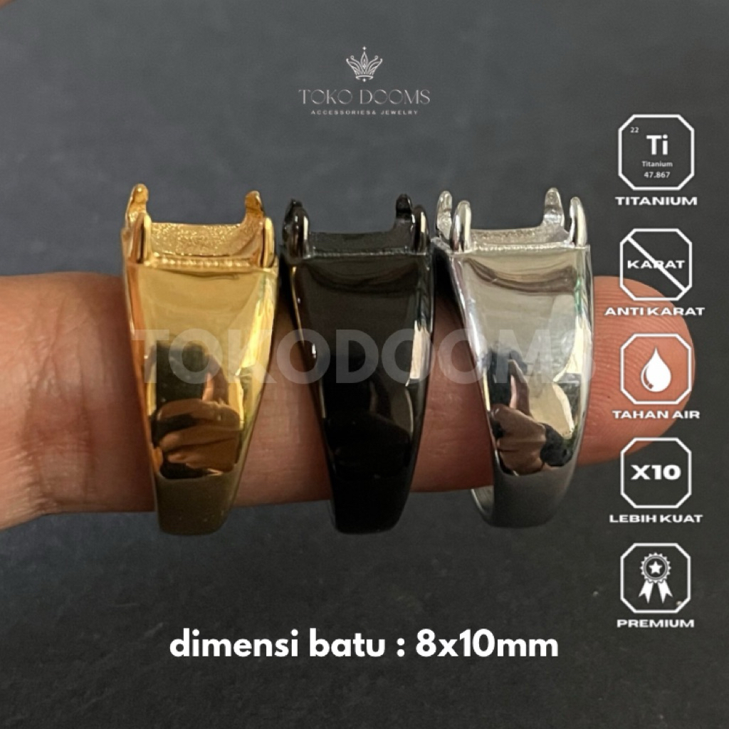 cincin ring emban cakar polos 2 [TITANIUM] 8x10 elegan super halus