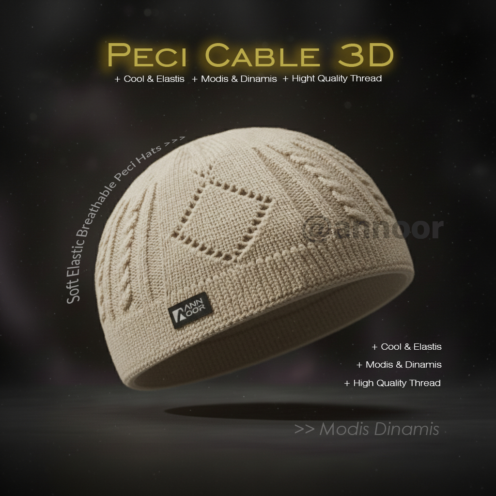 Peci Rajut Polos Dewasa 3D Tebal Elastis - Allsize - Bahan Halus Warna Hitam Putih Abu Navy Coklat