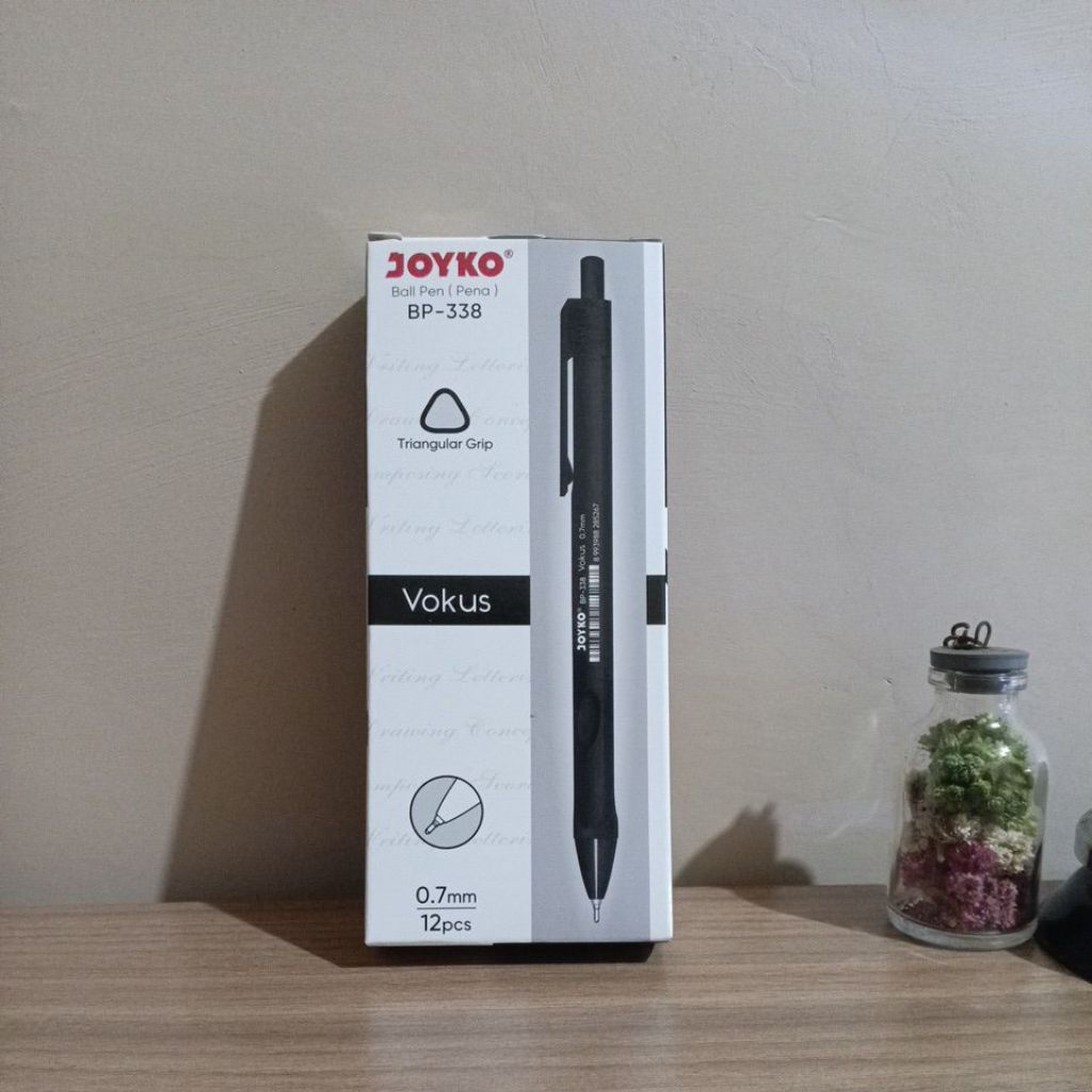 pena cetek,pena mekanik joyko vokus BP 338 harga 1 kotak isi 12 pcs warna hitam