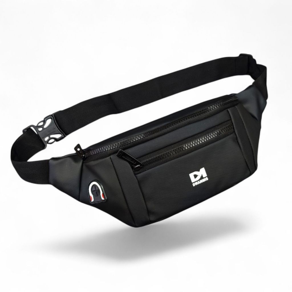 Tas Pria Original | Waistbag Pria Kulit Sintetis | Tas Selempang Distro Keren 3 Kantong