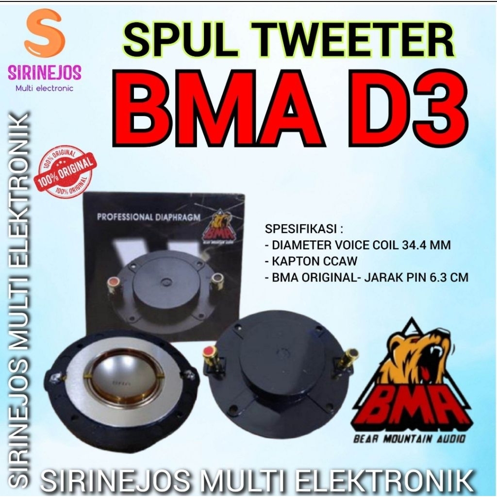 BMA D3 Spull Spul Spool Tweeter Twiter Driver BMA D3