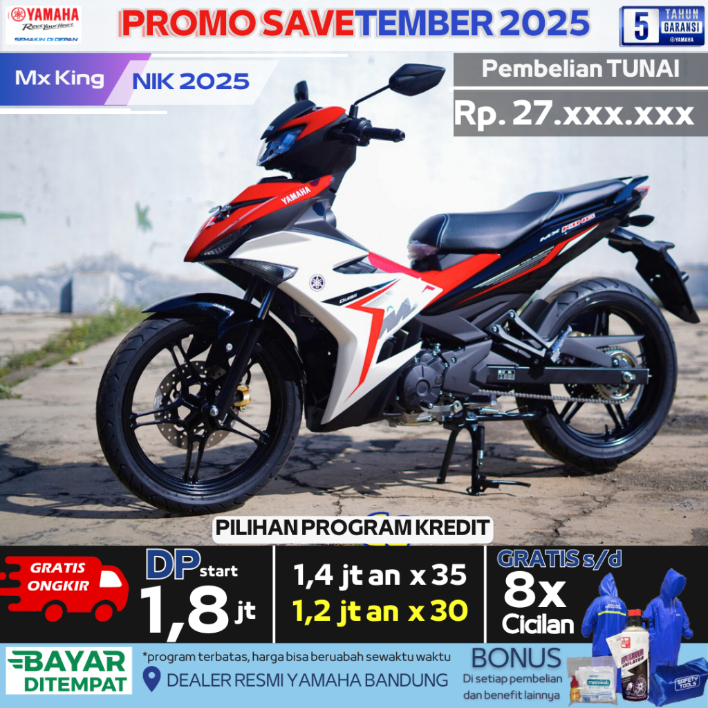 Sepeda Motor Yamaha Mx king 2025 Red / Motor Yamaha Mx King Merah / Motor baru Yamaha Mxking Merah P