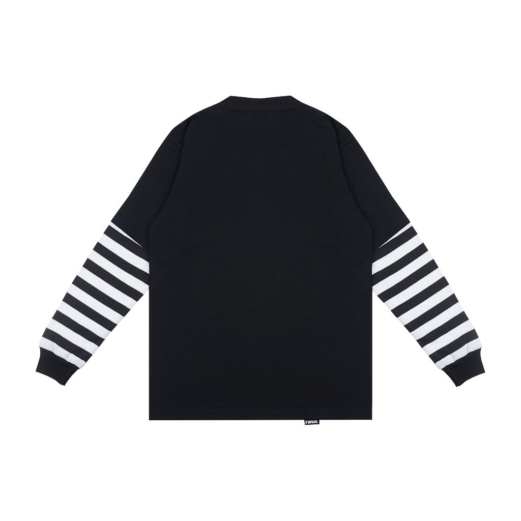 Troy Company Double Sleeve Longsleeve Black Stripe Rolled - Kaos Lengan Panjang Kaos Hitam Stripe DSD 3339