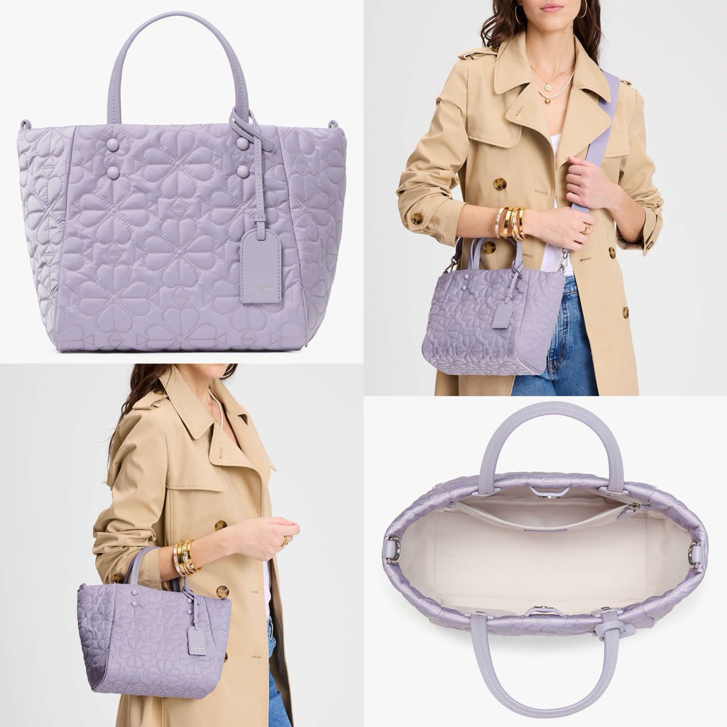 Tas Kate Spade Tilly Small Quilted Tote Bag Frozen Lilac Purple AUTHENTIC
