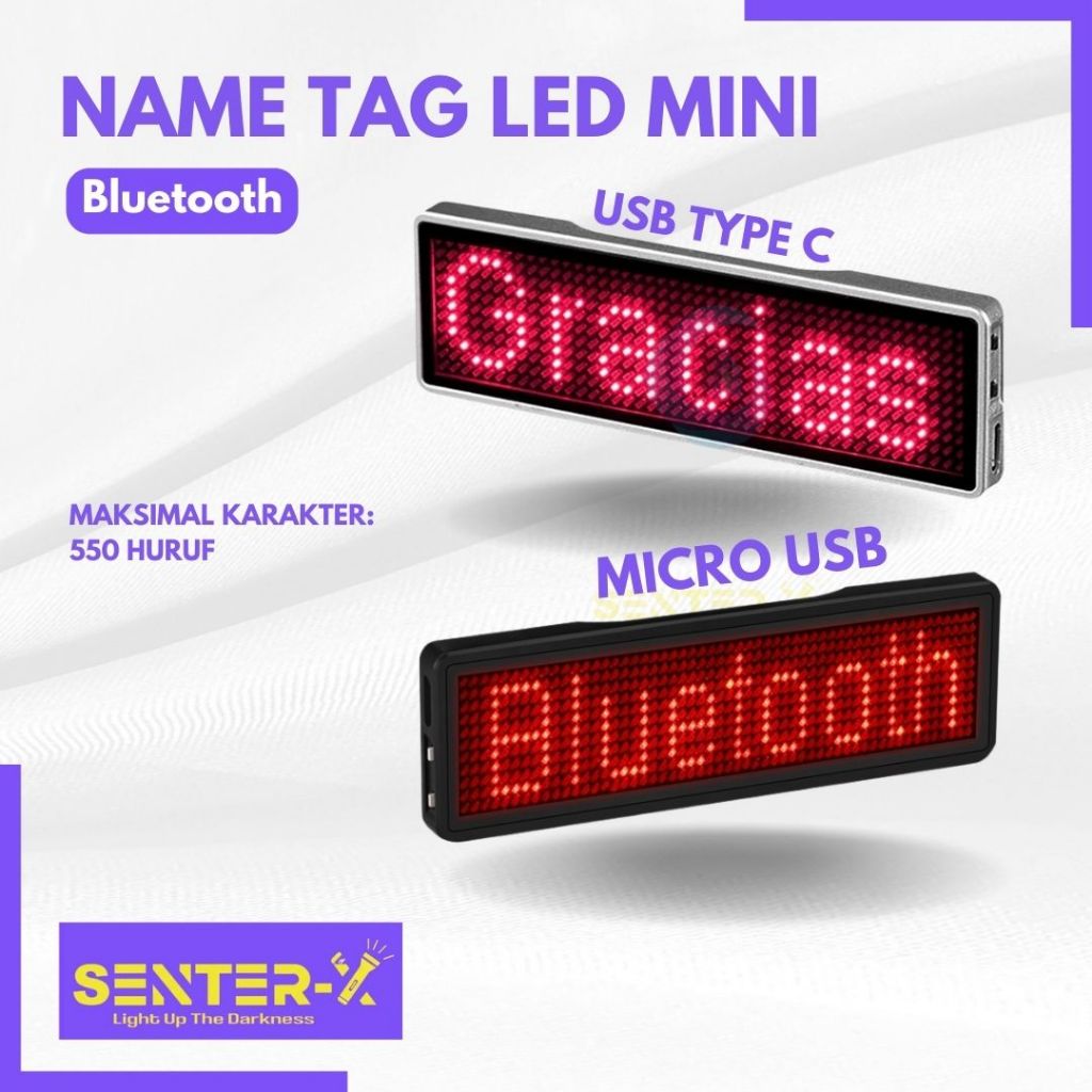Name tag LED - Running Text Led mini board 230mAh Bluetooth