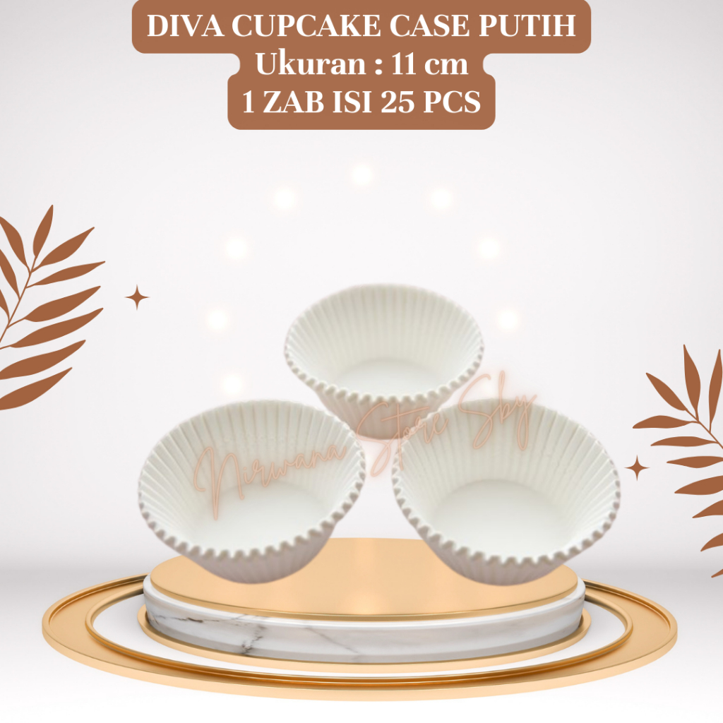 (25 Pcs) Diva Cupcake Case 11 Putih | Cup Muffin / Cup Bolu / Alas Kue
