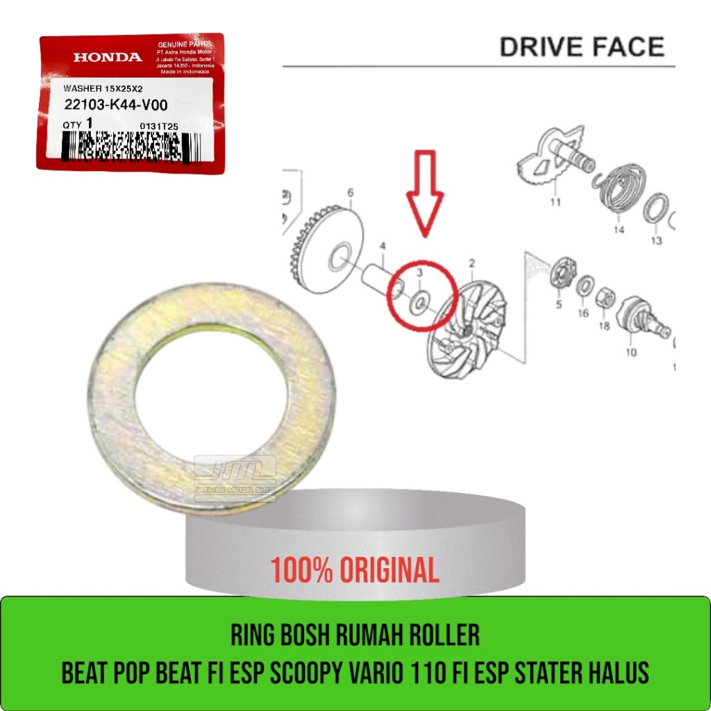 Ring bosh rumah roller beat pop beat fi esp scoopy fi esp vario 110 fi esp stater halus 22103-K44-V0