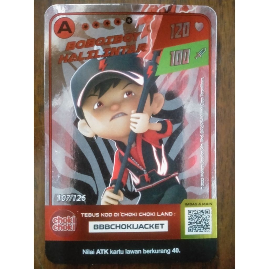 Kartu Choki-choki Boboiboy Halilintar A 107