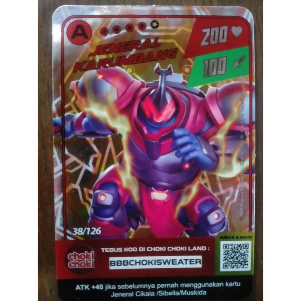 Kartu Choki-choki Boboiboy Jeneral Karumbang A 38