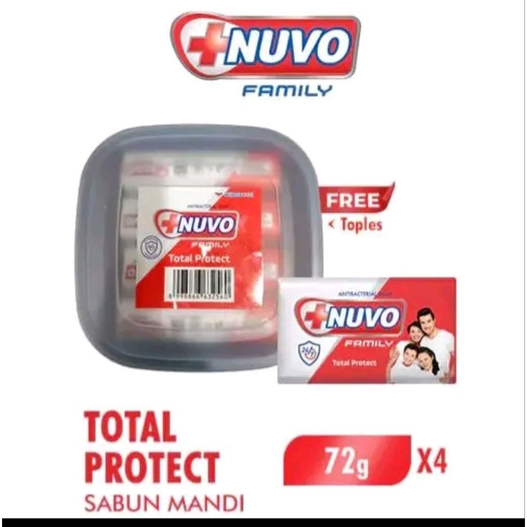 4 batang sabun NUVO FAMILY sabun mandi anti bakteri segar wangi free tepak