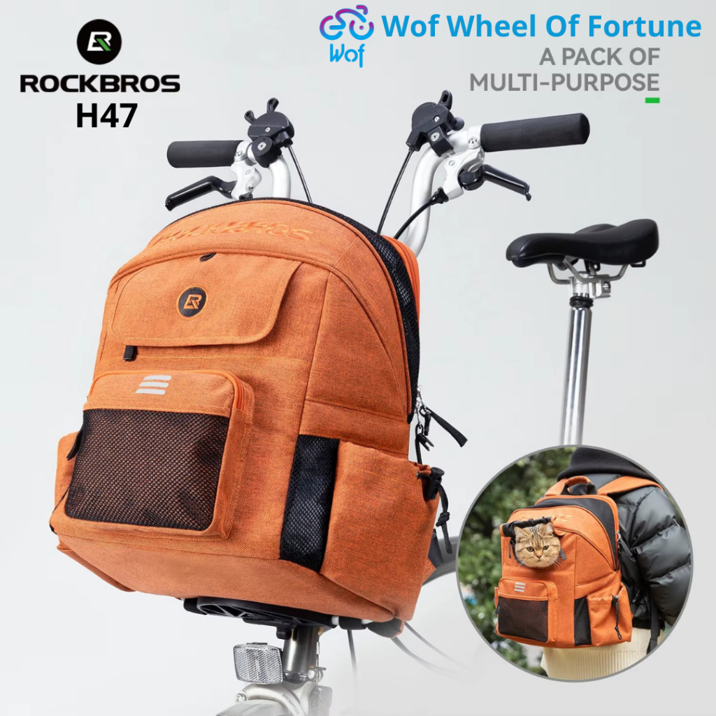 ROCKBROS  H47 Tas Ransel Stang Depan Sepeda Lipat Tas Keranjang pembawa Hewan Peliharaan Kucing Anji
