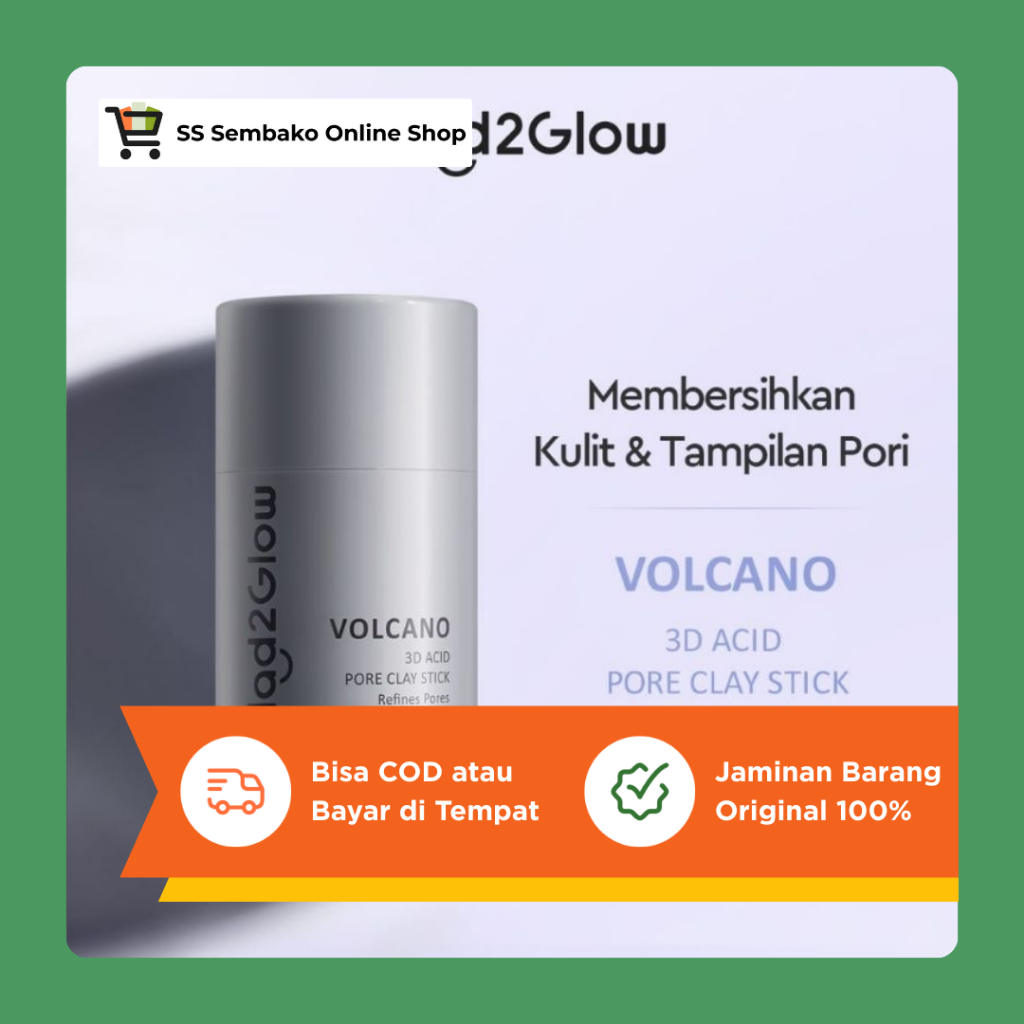 Glad2Glow Volcano 3D Acid Pore Clay Stick 25gr – Menghaluskan Kulit Merawat Kulit Berjerawat Clay Ma