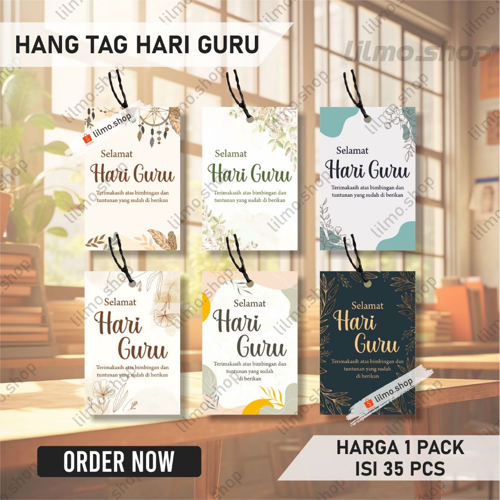 (HARGA 1 PACK ISI 35 PCS) Hang Tag Hari Guru, Hang Tag Ucapan, Hang Tag Sovenir Hari Guru
