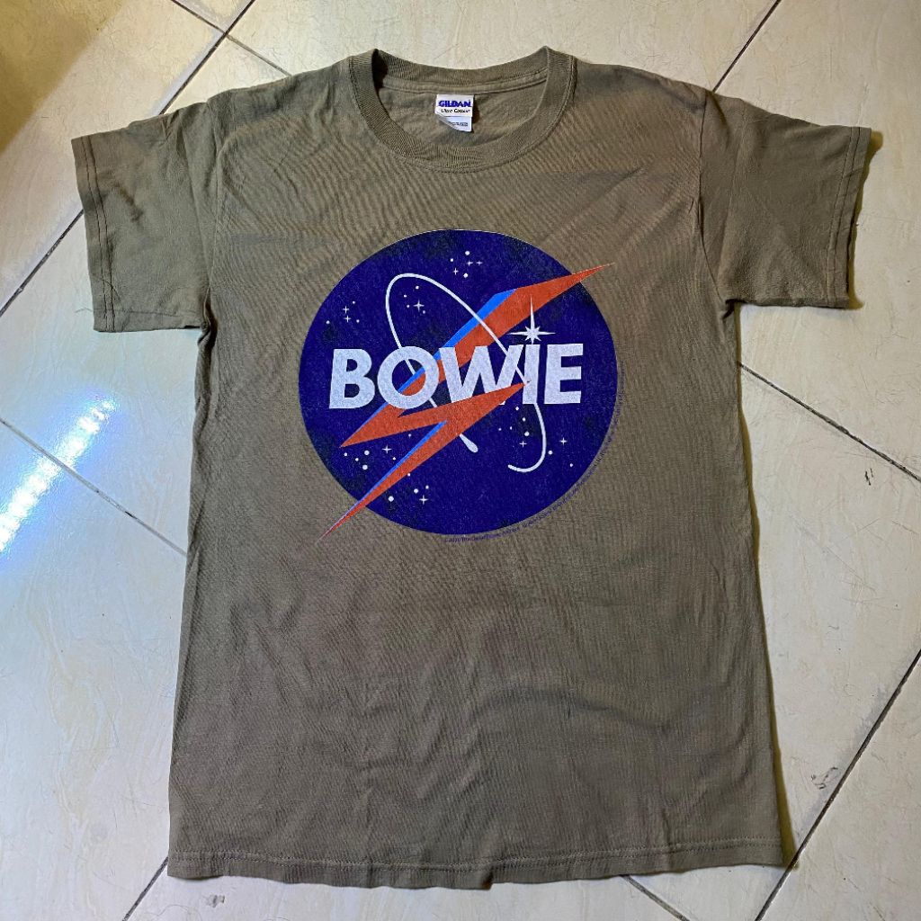 Kaos band singer rock David Bowie nasa logo second Bekas murah, jual kaos band punk rock original se