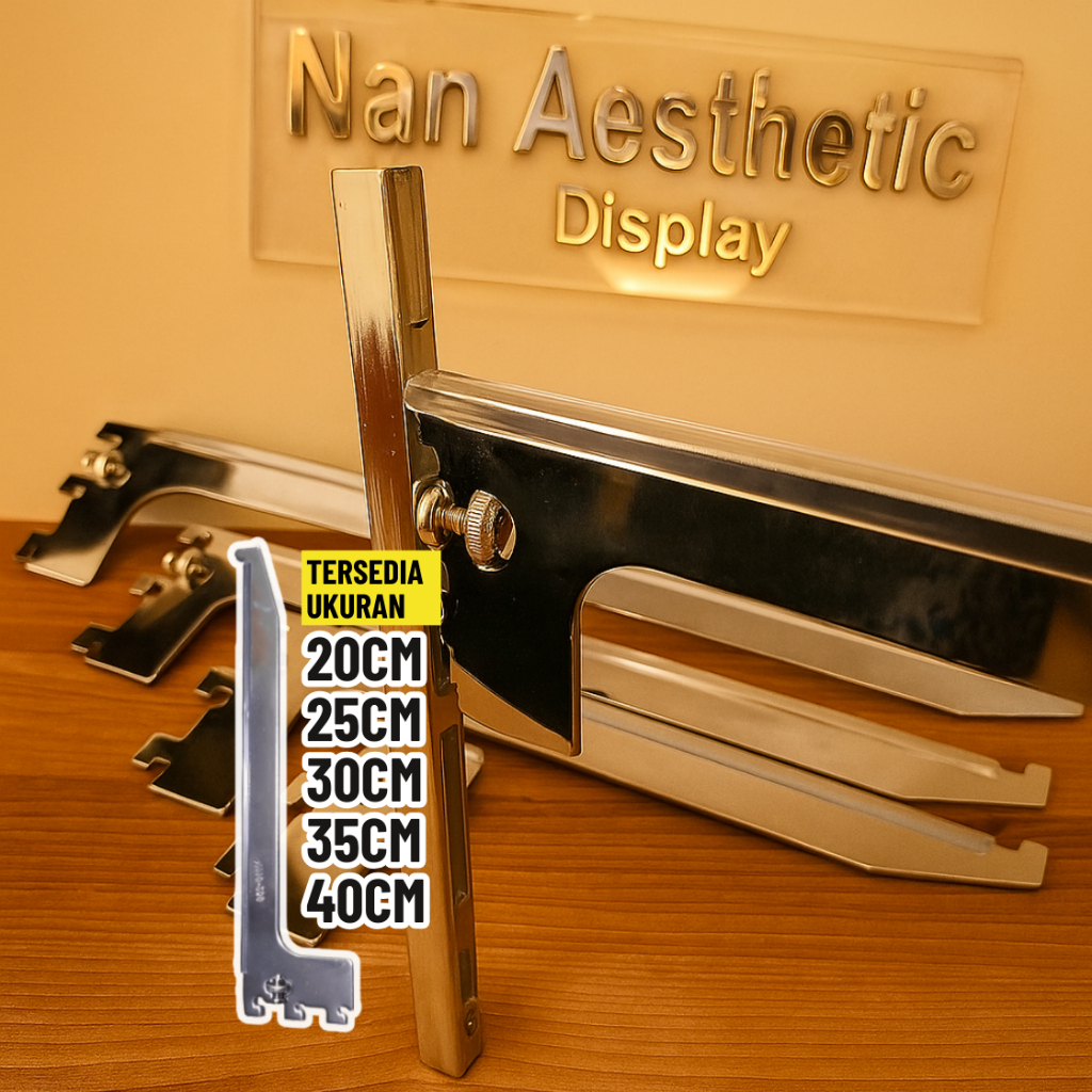 Daun braket kaca Siku ambalan rak kaca daun bracket breket penyangga rak kaca etalase dinding