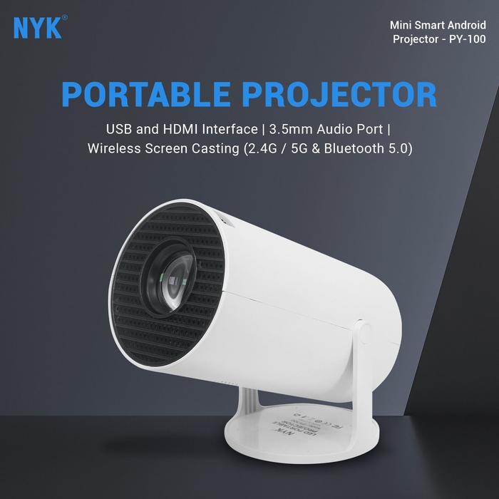 NYK PY-100 LED Portable Projector-Mini Proyektor Android 13 Bluetooth 5.0