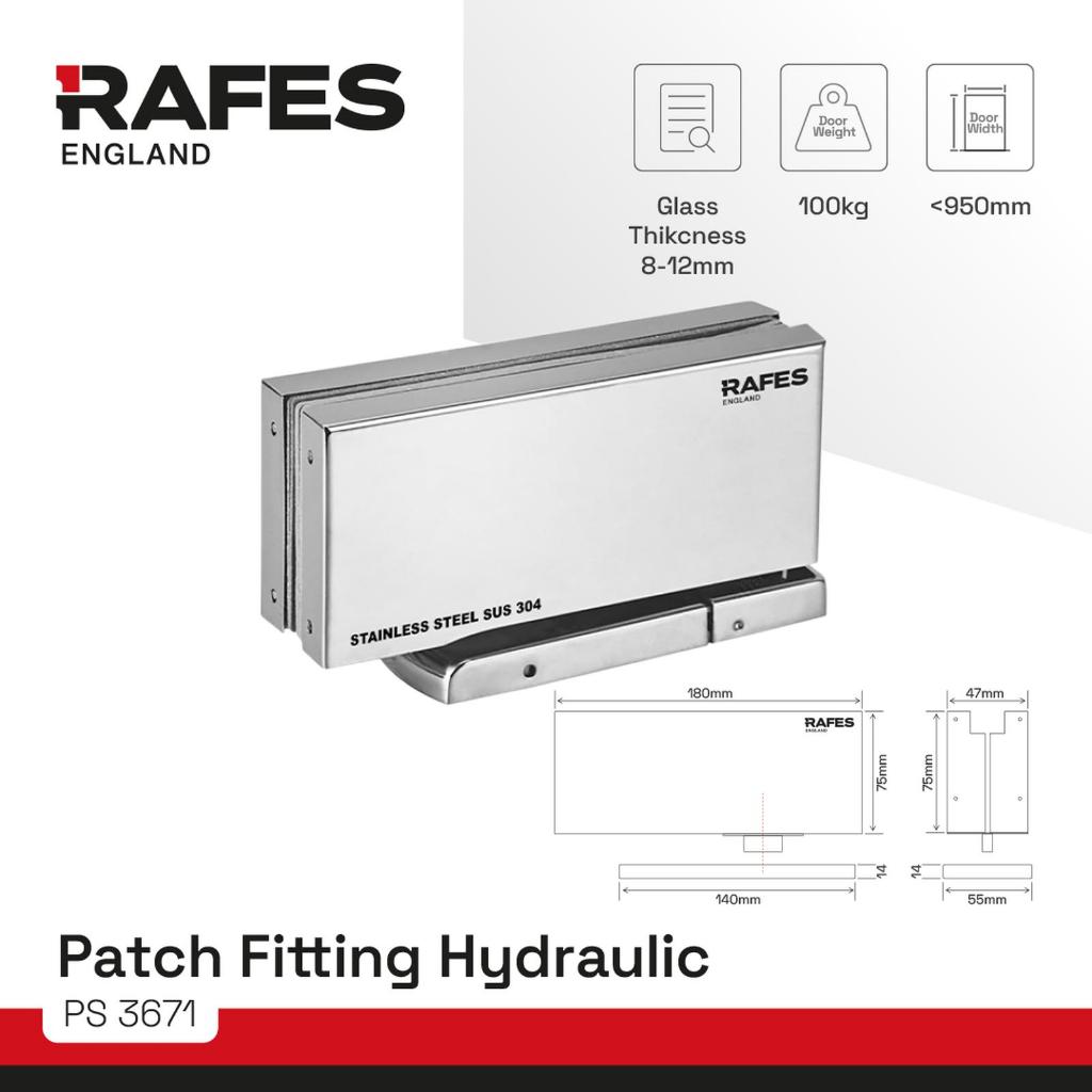 RAFES PATCH FITTING HYDRAULIC - DOOR WEIGHT 100 KG - CHROME - BLACK