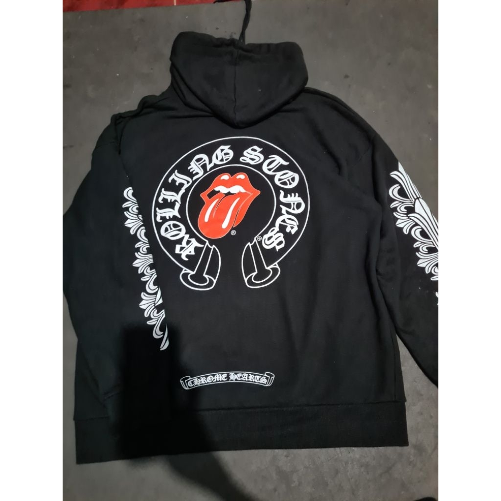 Hoodie chrome hearts x Rolling stones second,hoodie chrome hearts x Rolling stones preloved