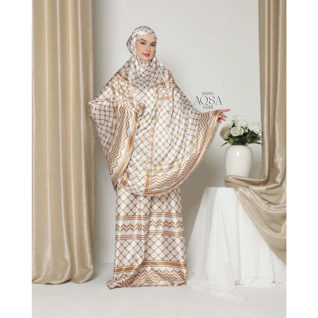 Mukena Mewah Prayer Set Armani Silk Premium Motif Masya Syari Original Terbaru Aqsa Madenia Syari By