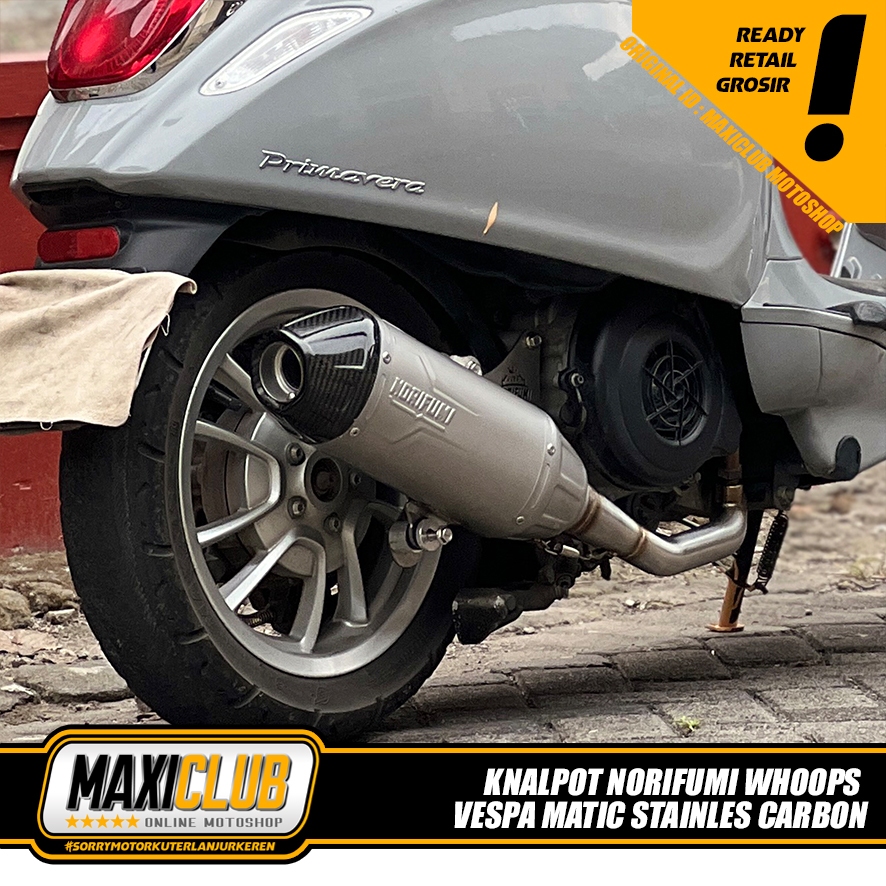 Knalpot Norifumi WHOOPS Stainless Carbon Vespa Sprint Prima S LX125 GTS 150 Matic