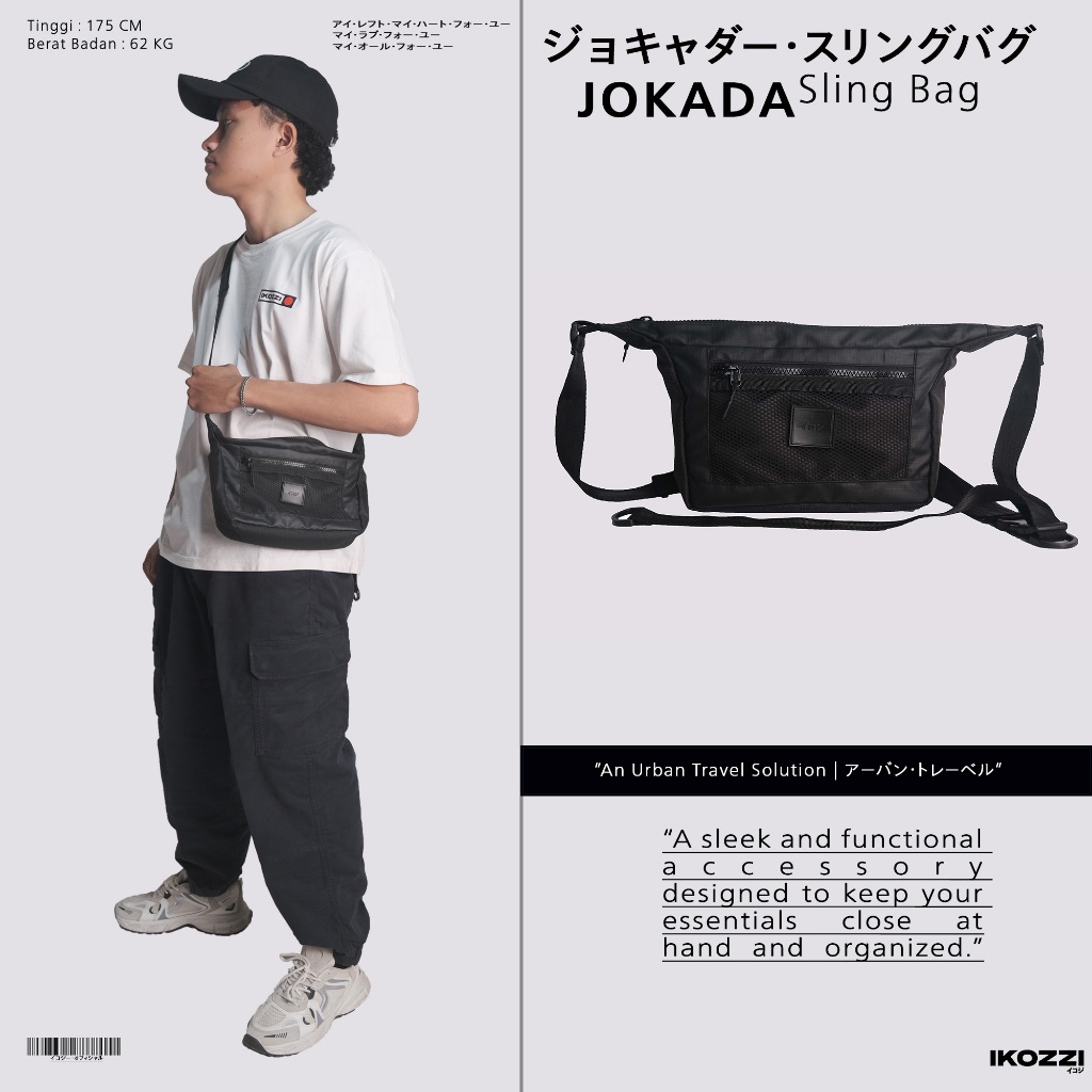 Ikozzi Jokada Sling Bag - Tas Selempang Pria Warna Hitam