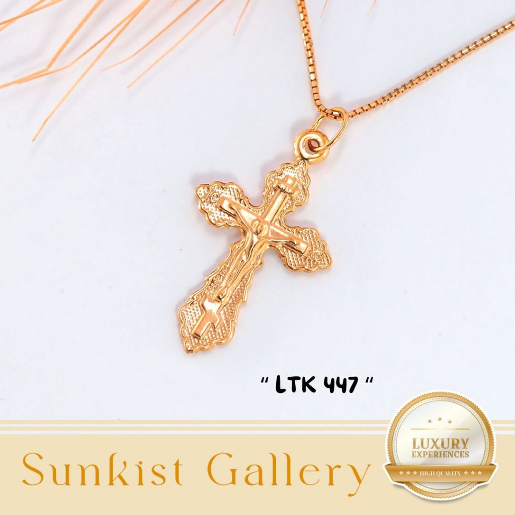 LIONTIN SALIB MODEL TERBARU EMAS ASLI EMAS MUDA KADAR 8K (375) LIONTIN SALIB TANPA PERMATA KODE LTK 