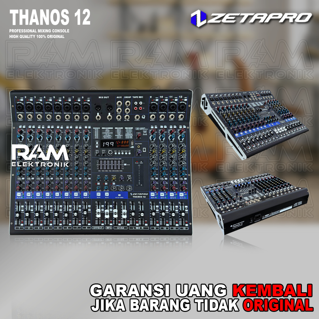 Mixer 12 Channel ZETAPRO THANOS 12 | THANOS12 Bluetooth USB MP3 Original