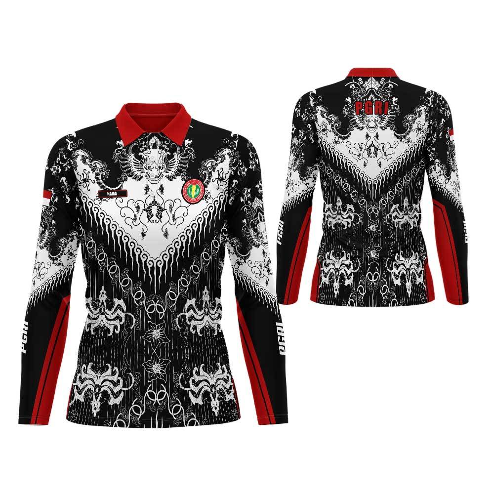 Baju Polo Batik Guru PGRI Terbaru 2025 – Motif Resmi & Keren | Jersey Wanita Seragam Guru Nasional B