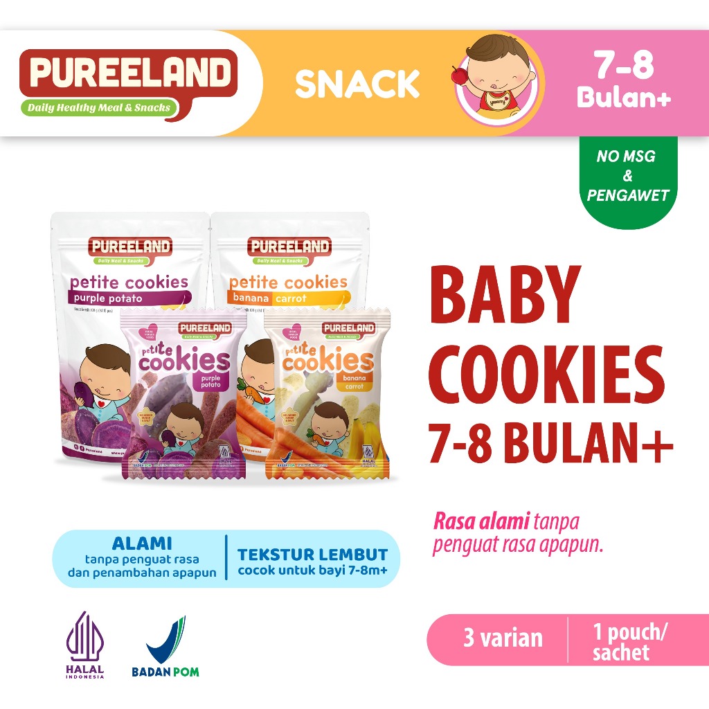 Pureeland Baby Cookies 7 - 8 Bulan  / MPASI Bayi Organik / Makanan Bayi / Snack Bayi / Biskuit Bayi